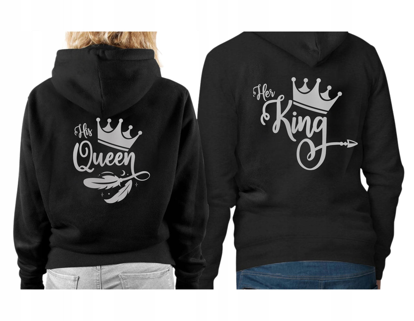 BLUZY Z KAPTUREM DLA PARY DLA NIEJ DLA NIEGO QUEEN KING Z NADRUKIEM