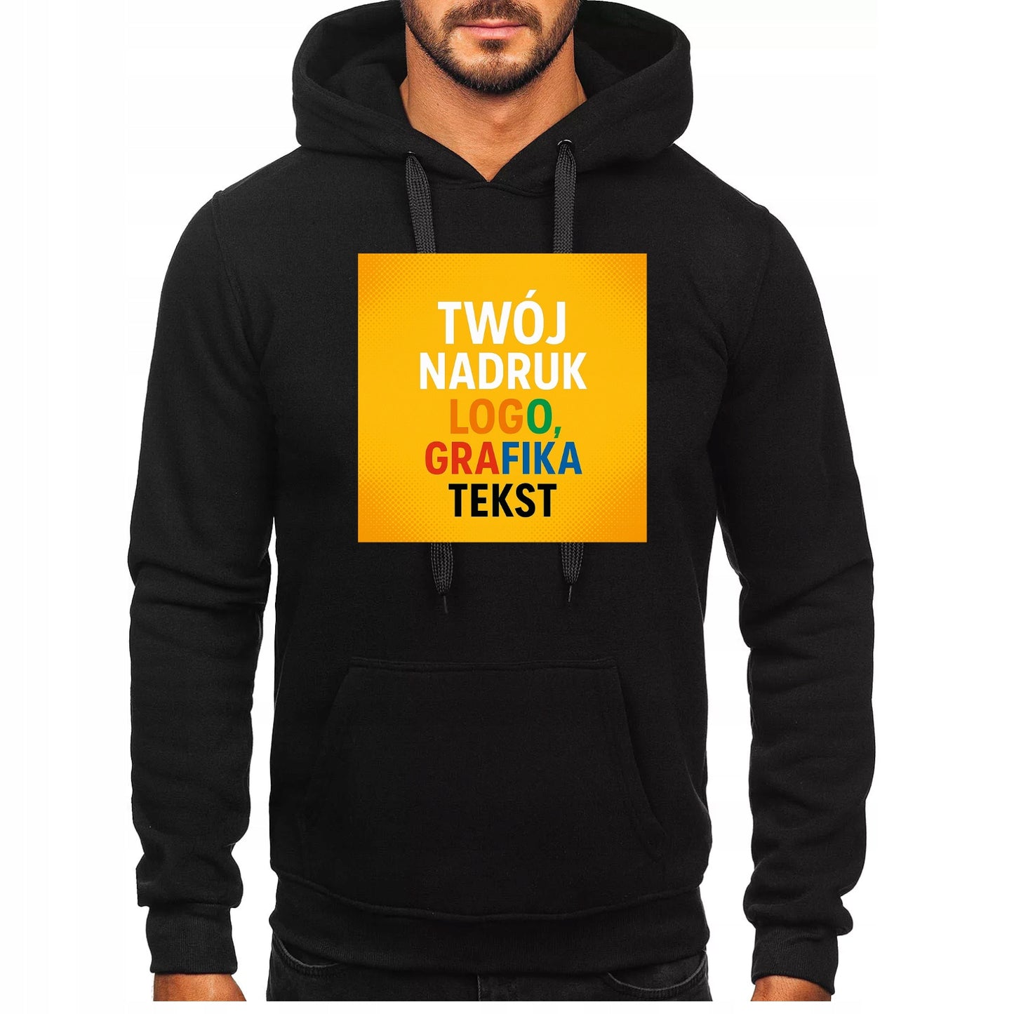 BLUZA Z KAPTUREM Z DOWOLNYM WŁASNYM NADRUKIEM LOGO,ZDJECIE,TEKST DTF