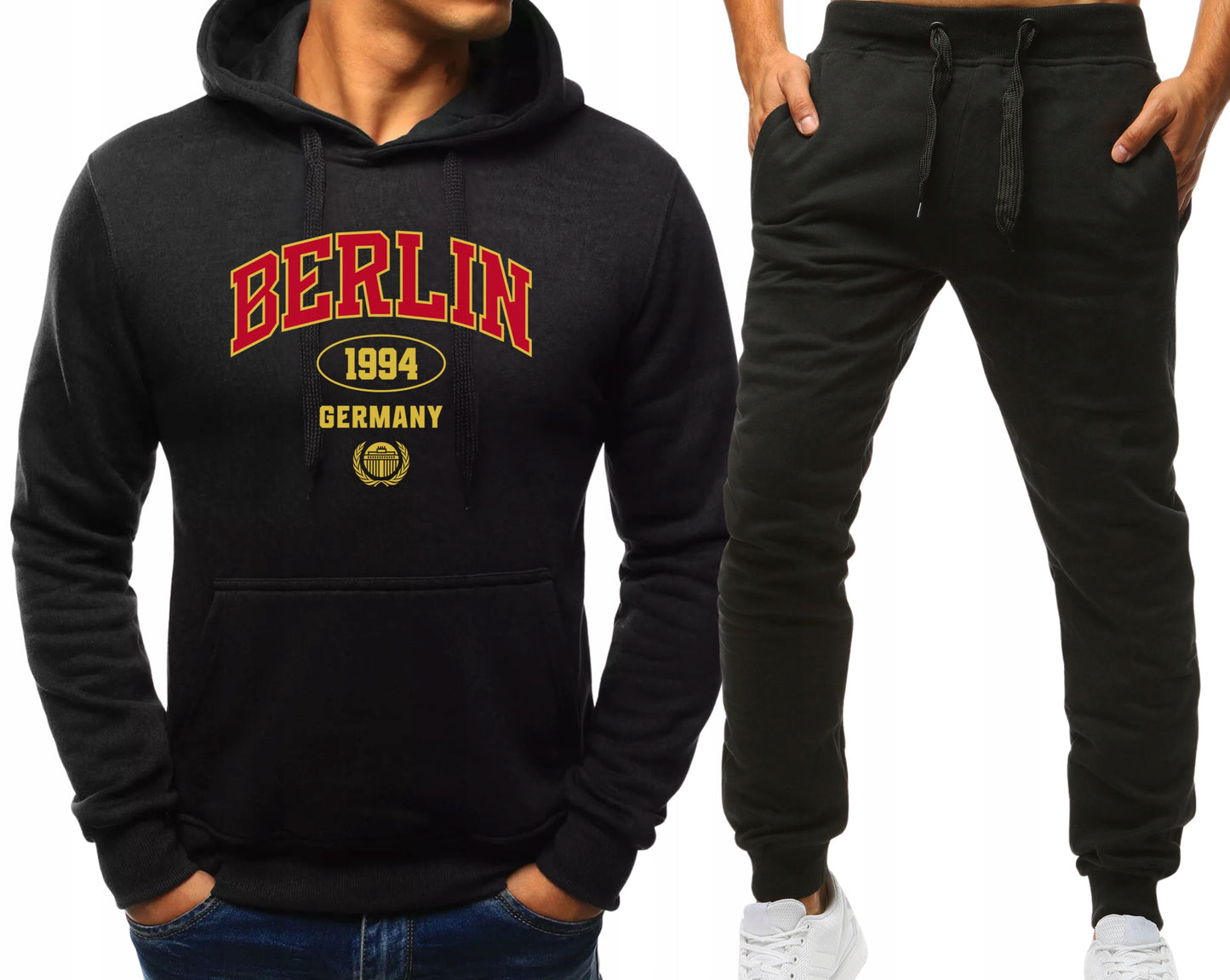 BERLIN 1994 SPORT DRES MESKI KOMPLET DRESOWY BLUZA Z KAPTUREM+SPODNIE