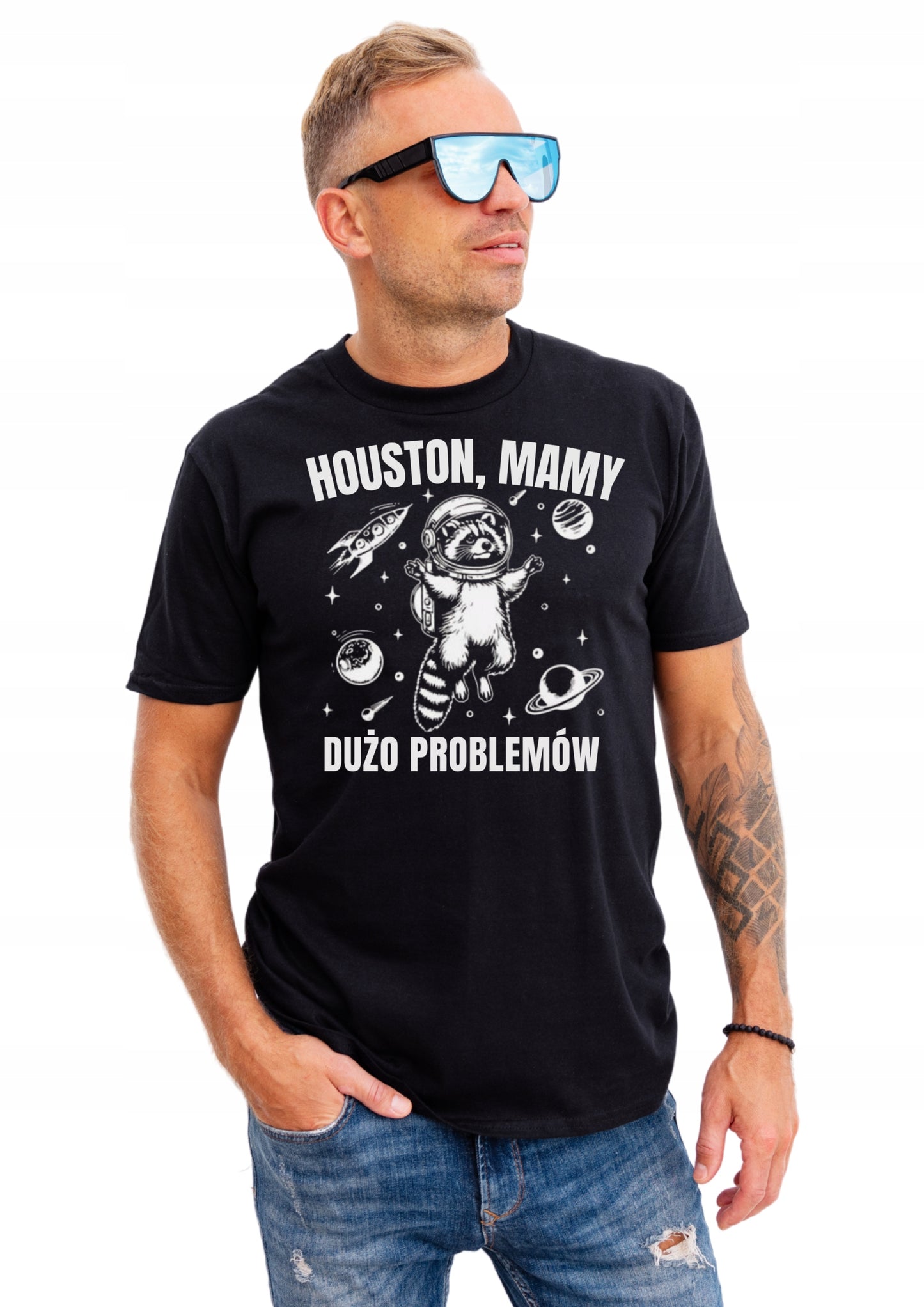 HOUSTON MAMY PROBLEM męska Koszulka T-Shirt z nadrukiem Bawełniana
