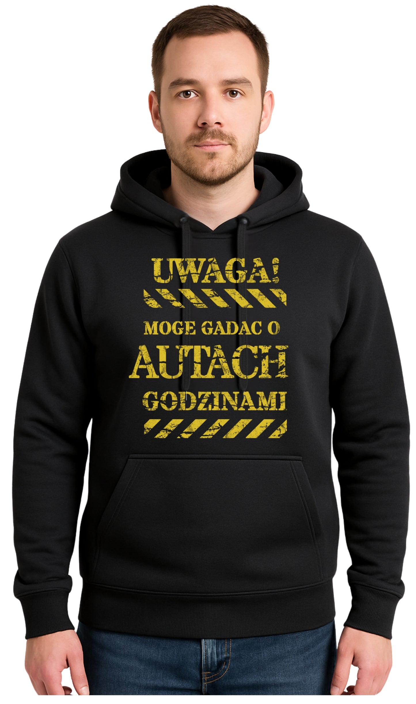 GADAM O AUTACH Czarna Męska Bluza Dresowa z kapturem z Nadrukiem