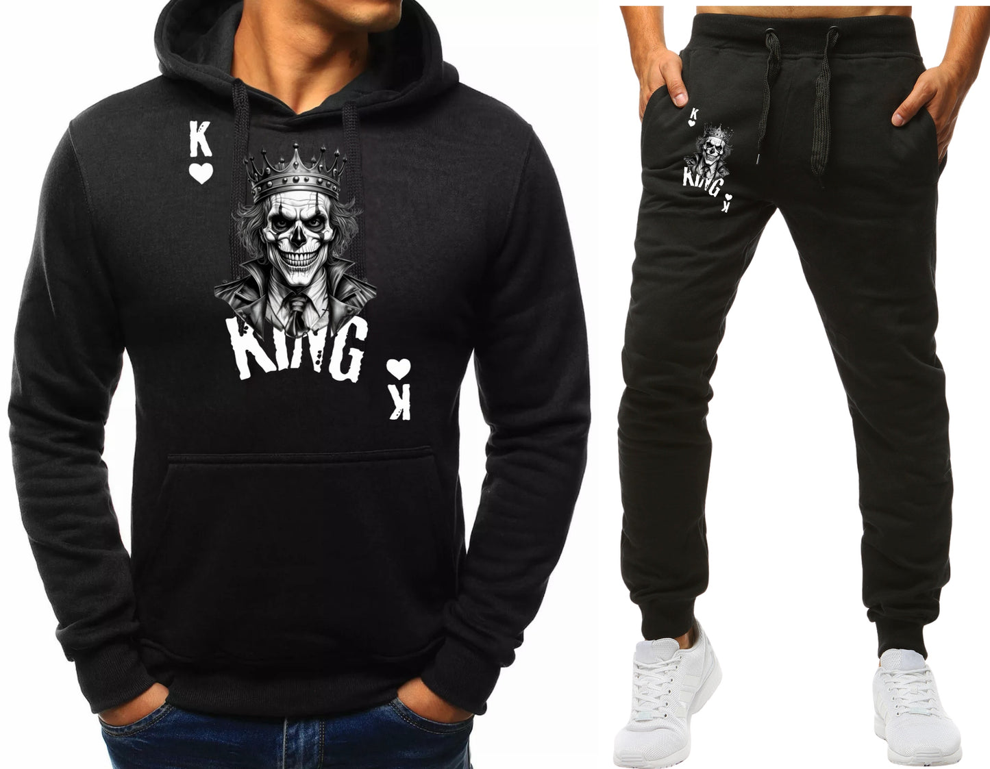 MESKI KOMPLET DRESOWY JOCKER KING BLUZA Z KAPTUREM+SPODNIE DRESOWE