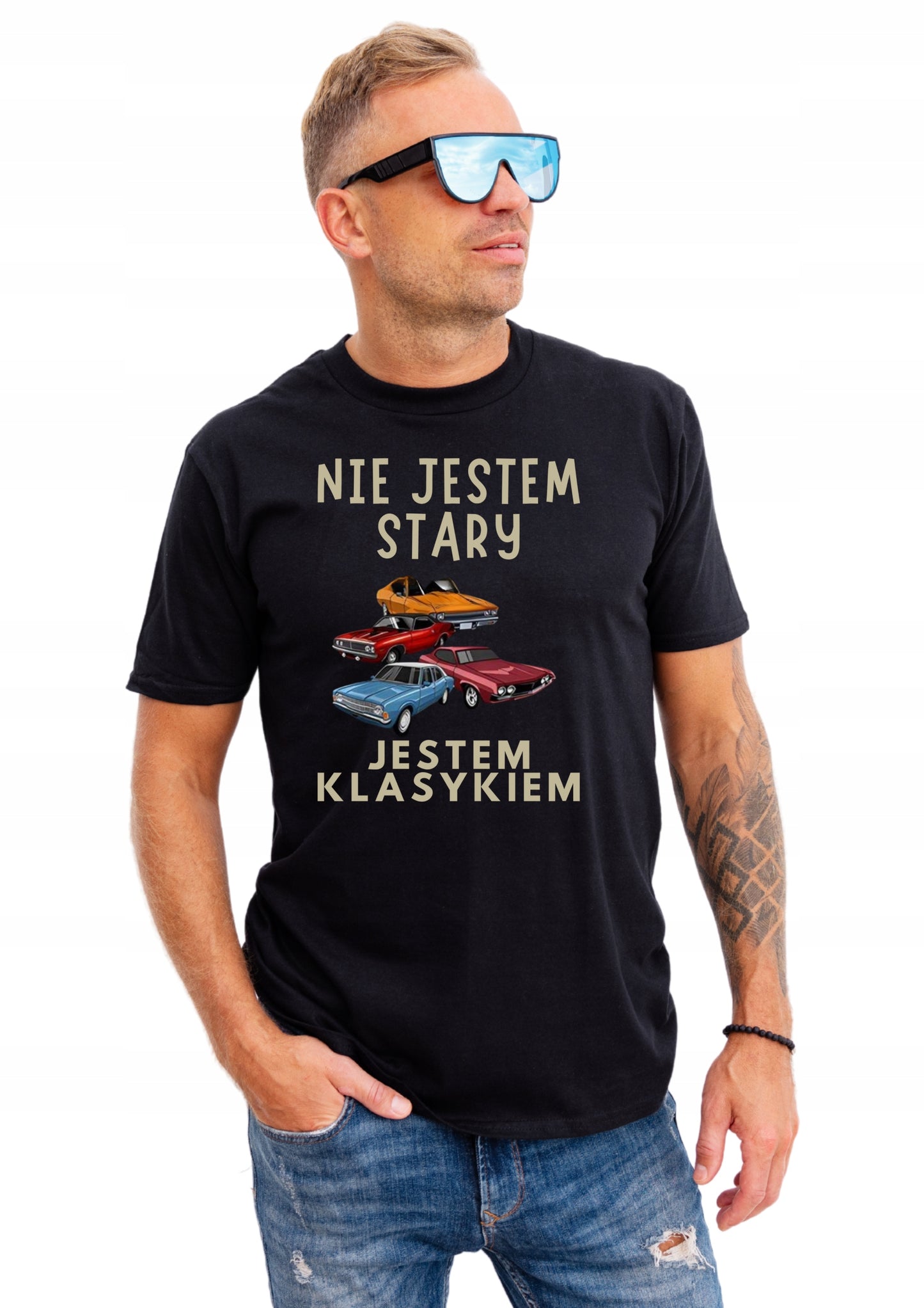 JESTEM KLASYKIEM męska Koszulka T-Shirt z nadrukiem Bawełniana