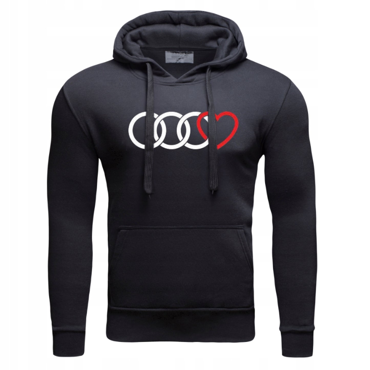 AUDI SERCE NA PREZENT Męska Bluza Dresowa z kapturem z Nadrukiem