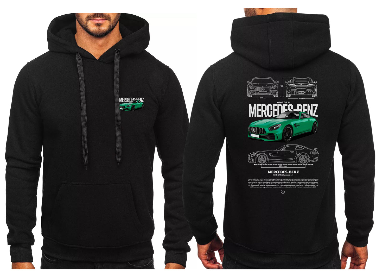 MERCEDES BENZ AMG BLUZA Z KAPTUREM SPORTOWA Z NADRUKIEM TYŁ I PRZÓD