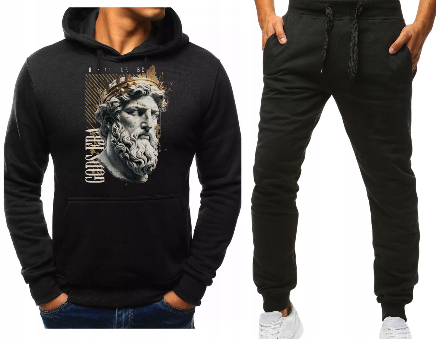 MESKI KOMPLET DRESOWY GODS BLUZA Z KAPTUREM Z NADRUKIEM +SPODNIE DRESOW