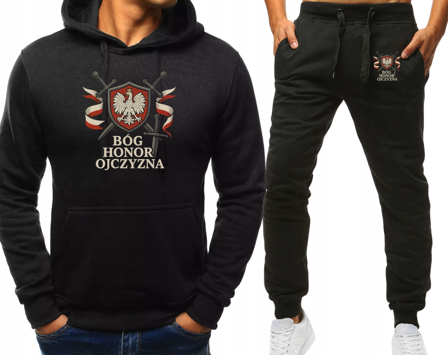 PATRIOTYCZNY KOMPLET DRESOWY BÓG HONOR BLUZA Z KAPTUREM +SPODNIE DRESOW
