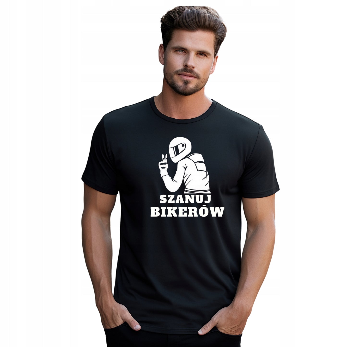 SZANUJ BIKERÓW MOTOCYKLISTÓW KOSZULKA NA PREZENT DLA MOTOCYKLISTY MĘSKA