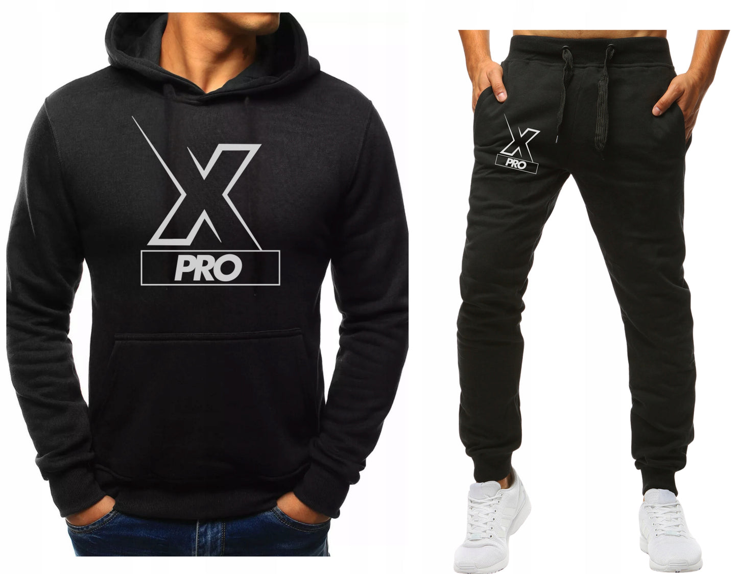 MESKI KOMPLET DRESOWY XPRO BLUZA Z KAPTUREM Z NADRUKIEM +SPODNIE DRESOW