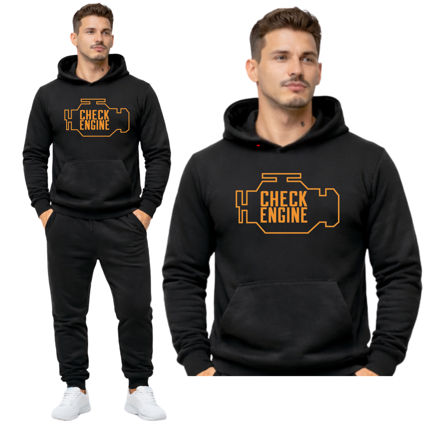 CHECK ENGINE MESKI KOMPLET DRESOWY BLUZA Z KAPTUREM+SPODNIE DRIPO