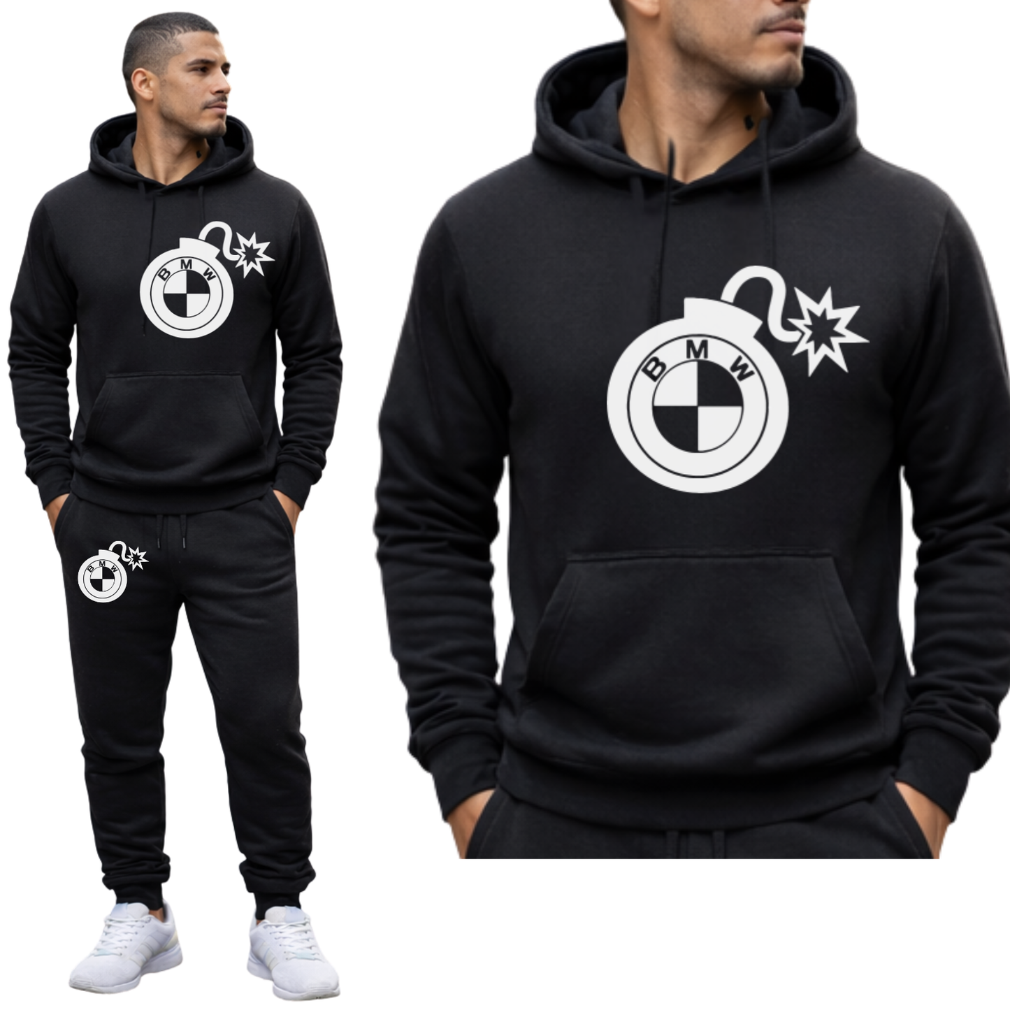 BMW BOMB CZASZKA MESKI KOMPLET DRESOWY BLUZA Z KAPTUREM+SPODNIE DRIPO