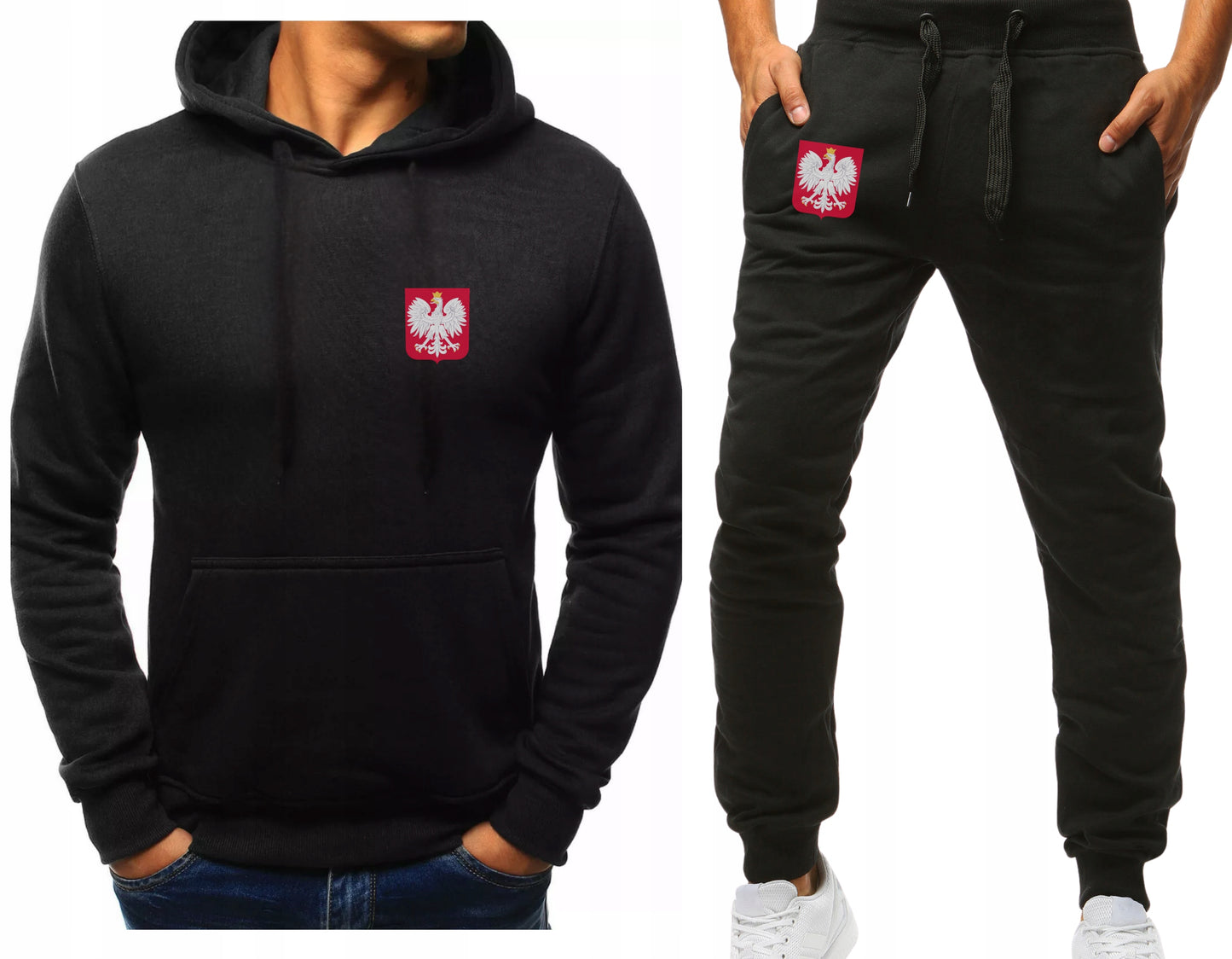 POLSKA PATRIOTYCZNA MESKI KOMPLET DRESOWY BLUZA Z KAPTUREM+SPODNIE