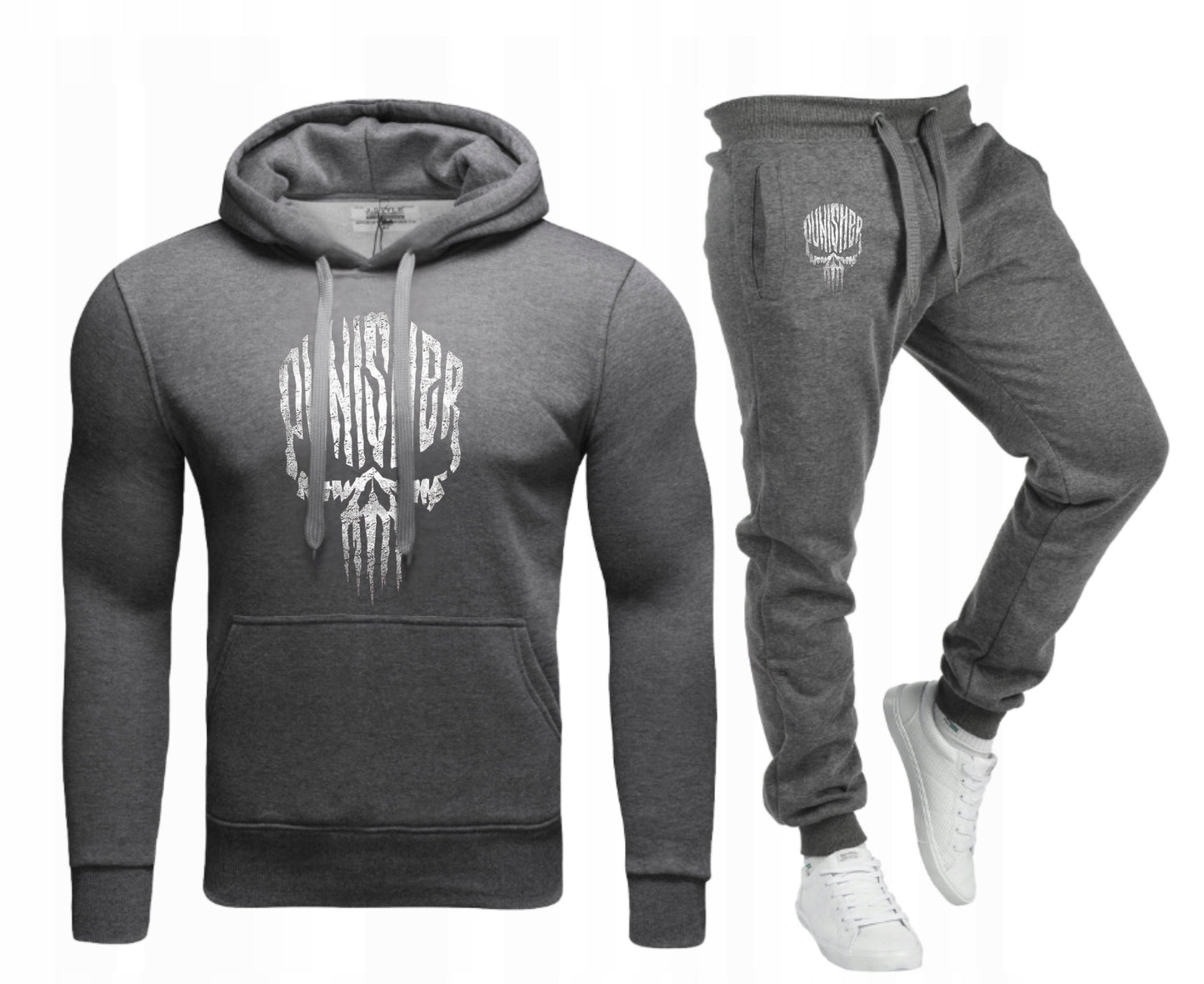 Męski Komplet Dresowy Punisher Bluza z kapturem + Spodnie dresowe