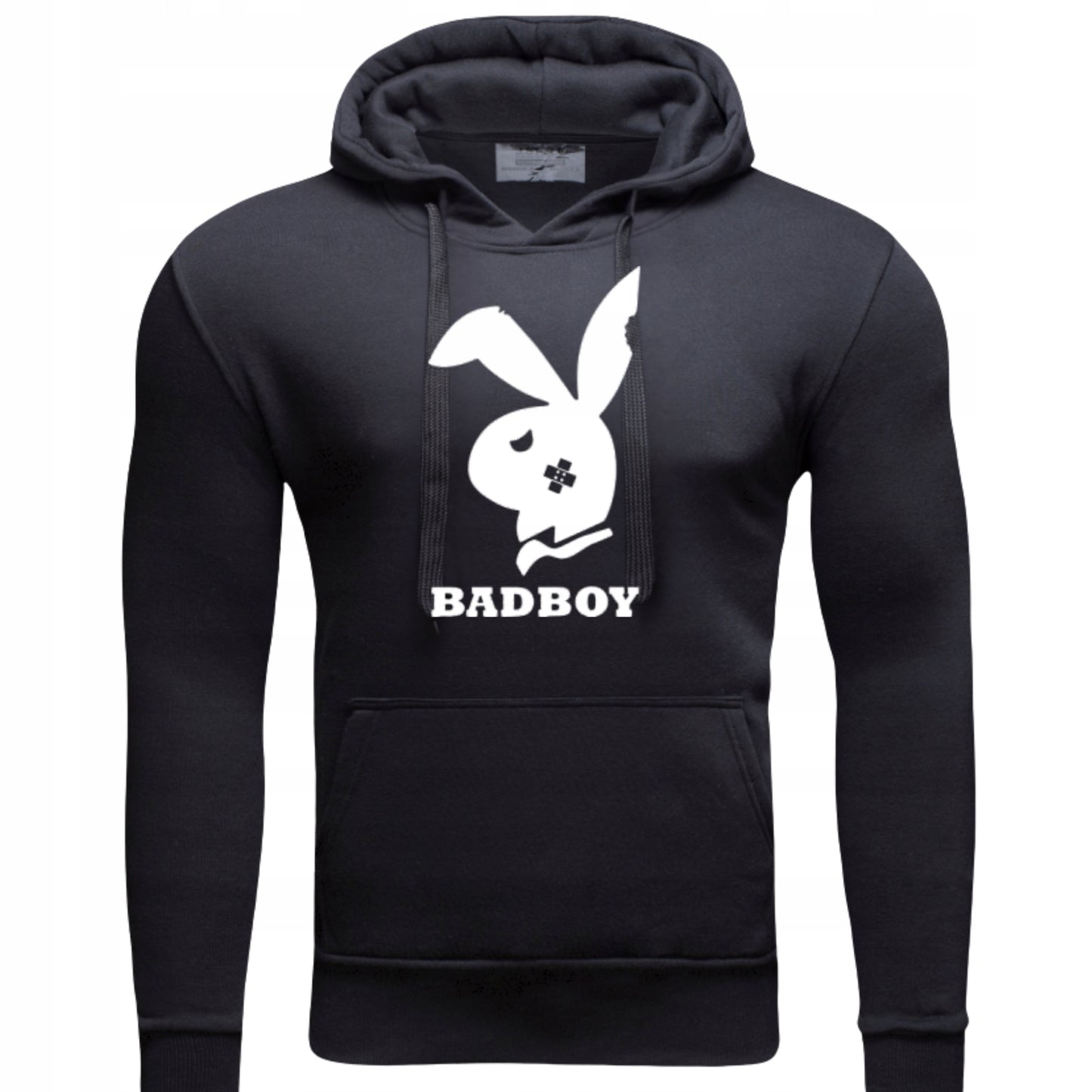 BadBoy Playboy Czarna Męska Bluza Dresowaz kapturem z Nadrukiem