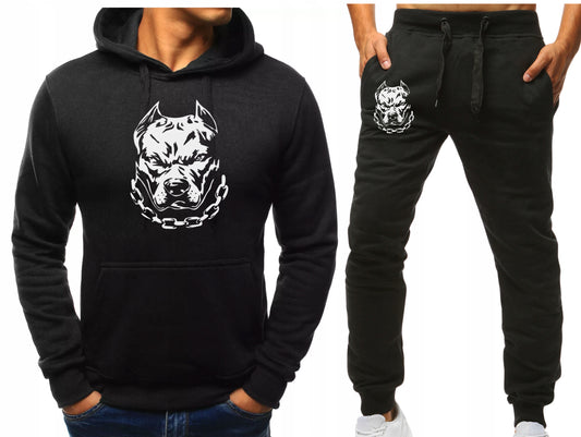 4HIM TWARZ PITBULL CHAIN MESKI KOMPLET DRESOWY BLUZA Z KAPTUREM+SPODNIE