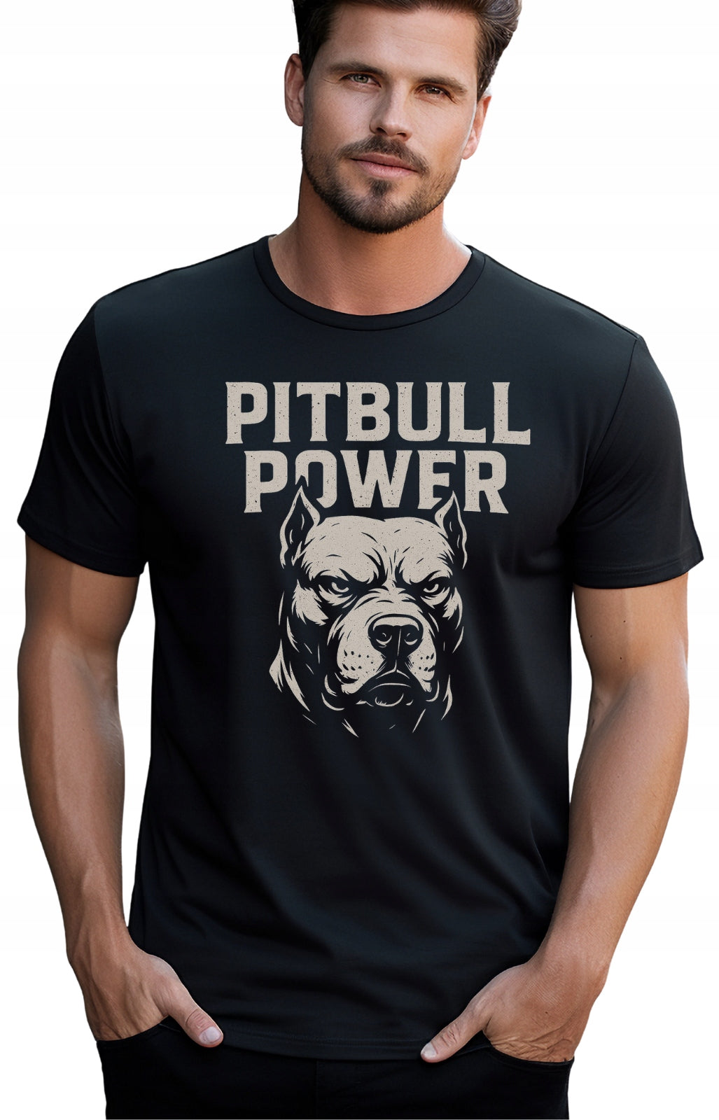 4HIM TWARZ PITBULL POWER KOSZULKA BAWEŁNIANIA Z NADRUKIEM T-SHIRT MĘSKA