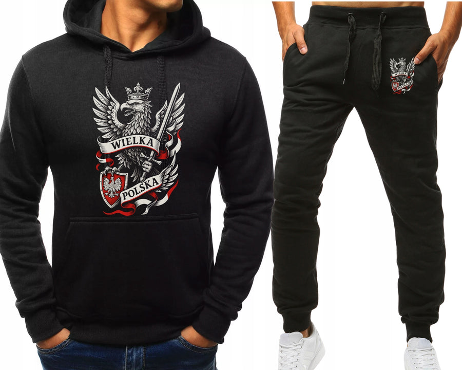 WIELKA POLSKA PATRIOTYCZNY KOMPLET DRESOWY BLUZA Z KAPTUREM+SPODNIE