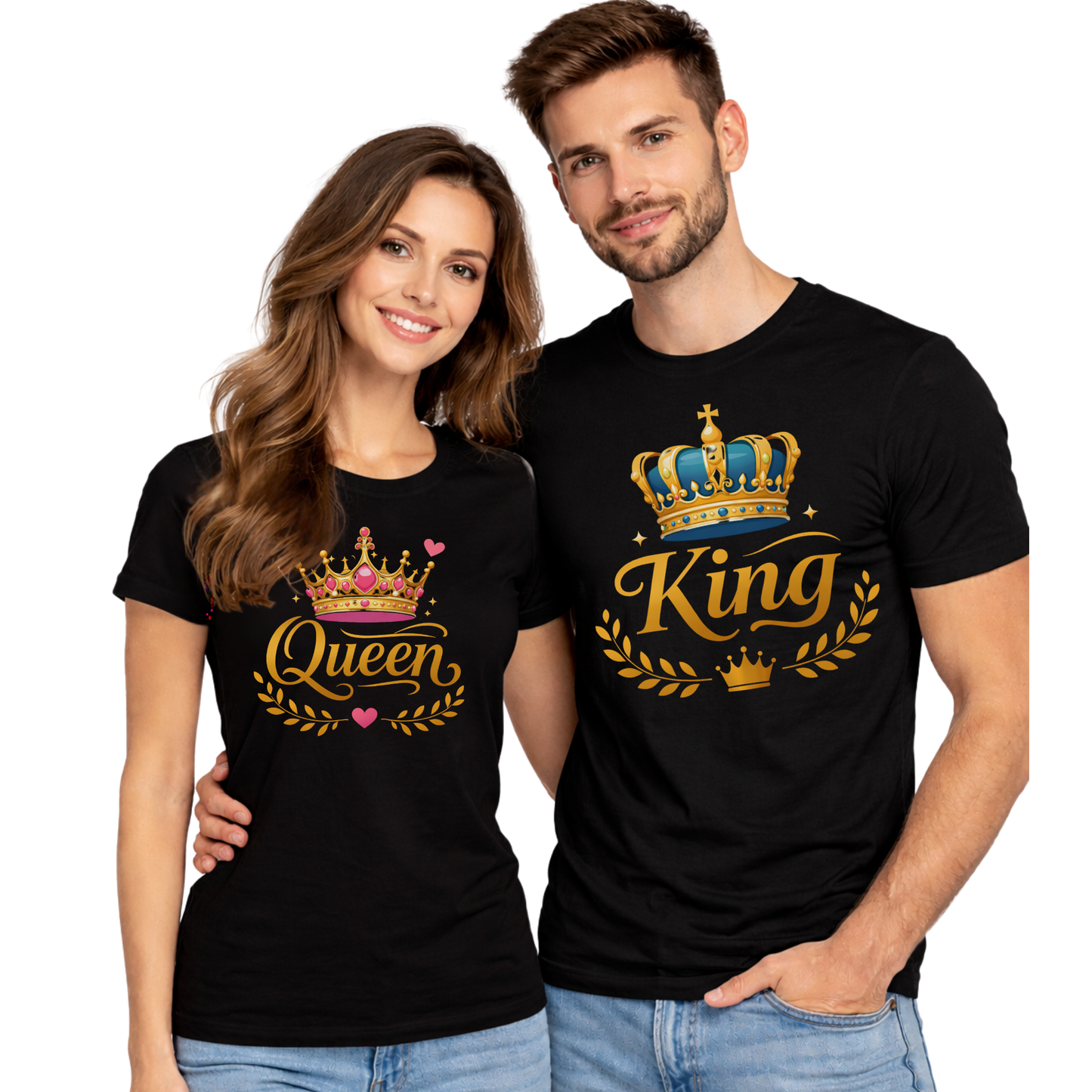 ZESTAW KOSZULEK QUEEN KING DLA PARY T-SHIRT WALENTYNKI PREZENT BAWEŁNA