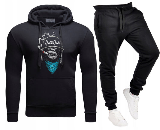 Męski Komplet Dresowy Hustle Hard Bluza z kapturem + Spodnie dresowe