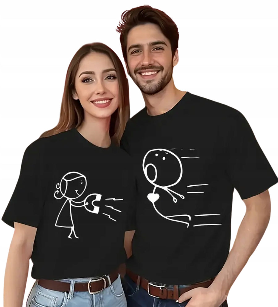 ZESTAW KOSZULEK CARTOON DLA PAR T-SHIRT NA PREZENT 100% BAWEŁNA KOLORY