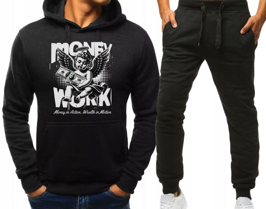 MONEY ANGEL KOMPLET DRESOWY NA SIŁOWNIĘ BLUZA Z KAPTUREM +SPODNIE