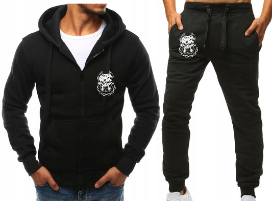 TWARZ PITBULL CHAIN KOMPLET DRESOWY MĘSKI SPODNIE BLUZA ROZPINA KAPTUR