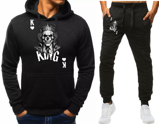 MESKI KOMPLET DRESOWY JOCKER KING BLUZA Z KAPTUREM+SPODNIE DRESOWE