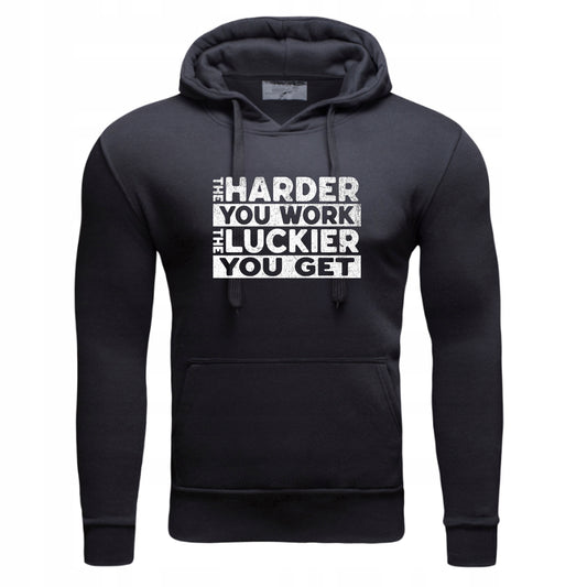 PRACA POPŁACA NA PREZENT NAPIS Męska Bluza Dresowa z kapturem Nadrukiem