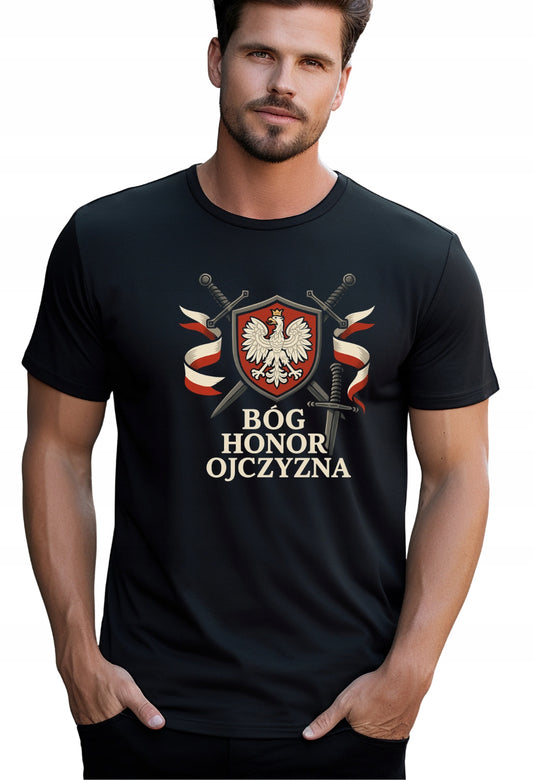 4HIM PTRIOTYCZNA KOSZULKA BÓG HONOR OJCZYZNA Z NADRUKIEM T-SHIRT MĘSKA