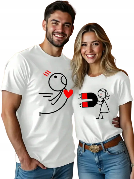 ZESTAW KOSZULEK MAGNES DLA PAR T-SHIRT NA PREZENT 100% BAWEŁNA KOLORY