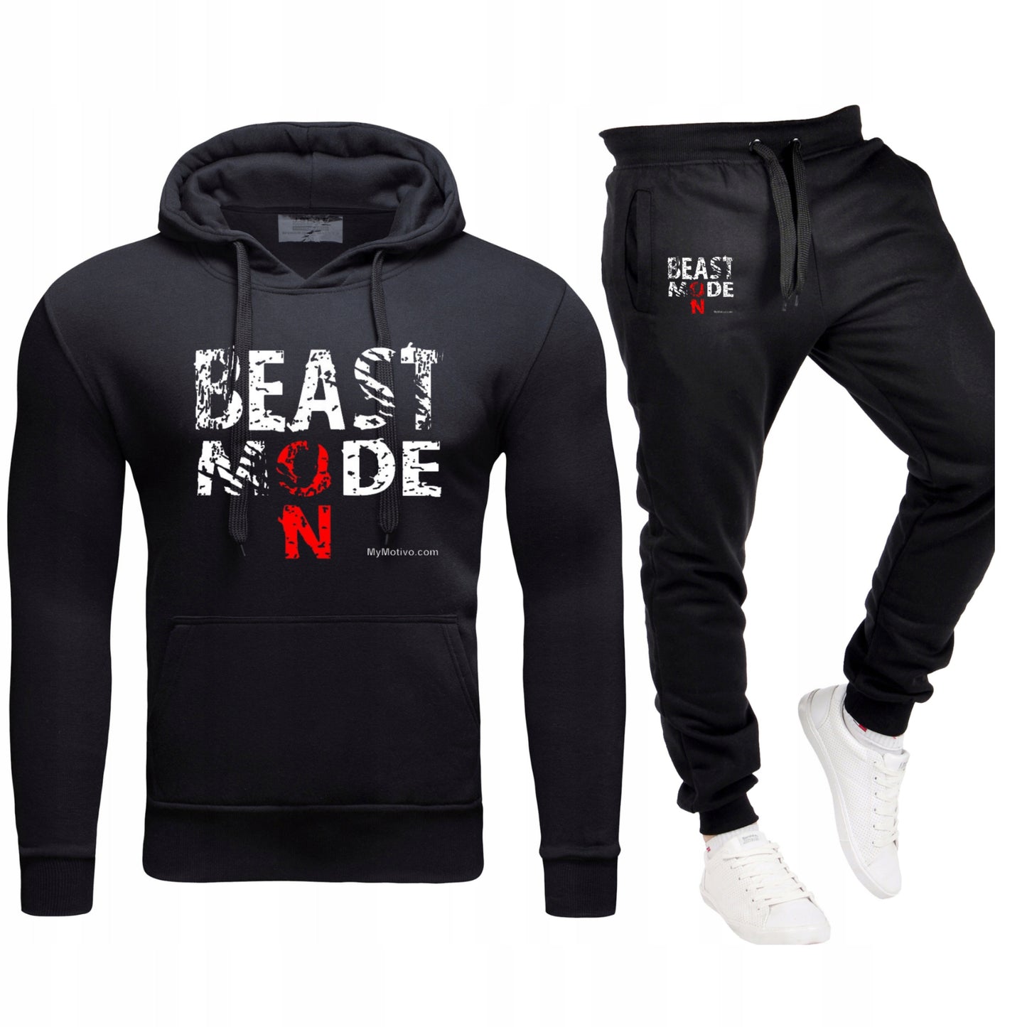 Męski Komplet Dresowy Beast Mode Dres Bluza z kapturem +Spodnie dresowe