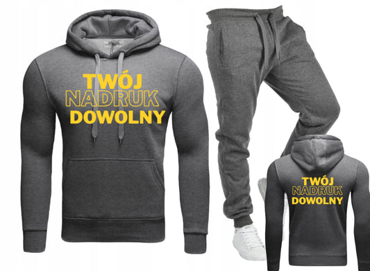 KOMPLET DRESOWY Z DOWOLNYM NADRUKIEM DTF SPODNIE+BLUZA LOGO TEKST GRAFIKA