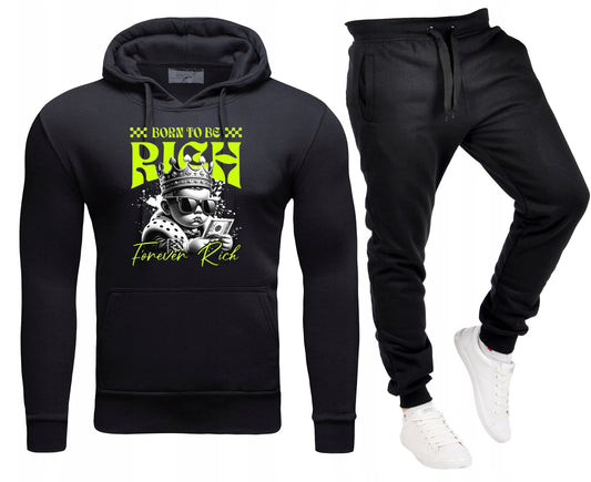 Męski Komplet Dresowy Born to be Rich Bluza z kapturem + Spodnie dresowe