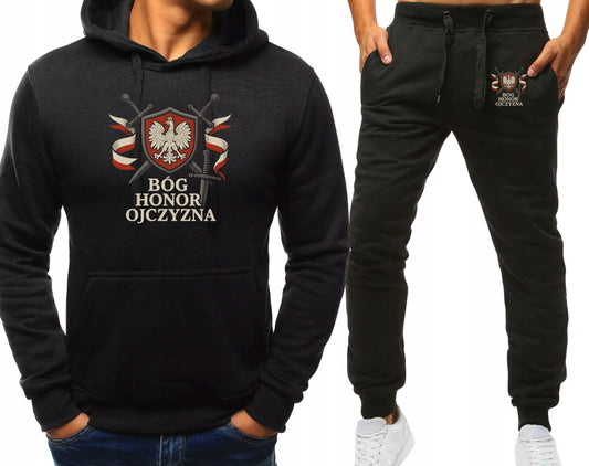 PATRIOTYCZNY KOMPLET DRESOWY BÓG HONOR BLUZA Z KAPTUREM +SPODNIE DRESOW