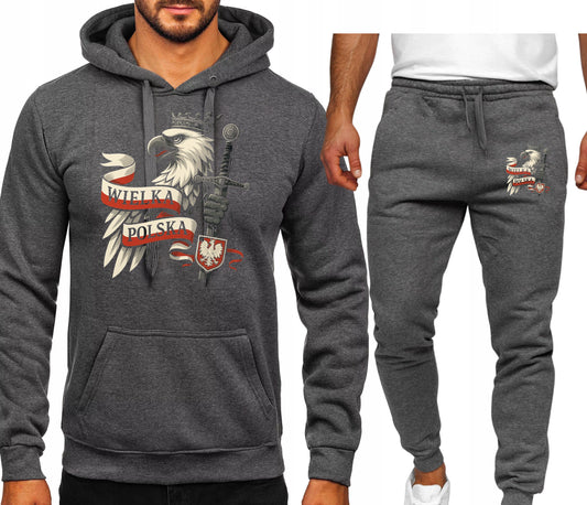 PATRIOTYCZNA WIELKA POLSKA DRES KOMPLET DRESOWY BLUZA +SPODNIE SZARY