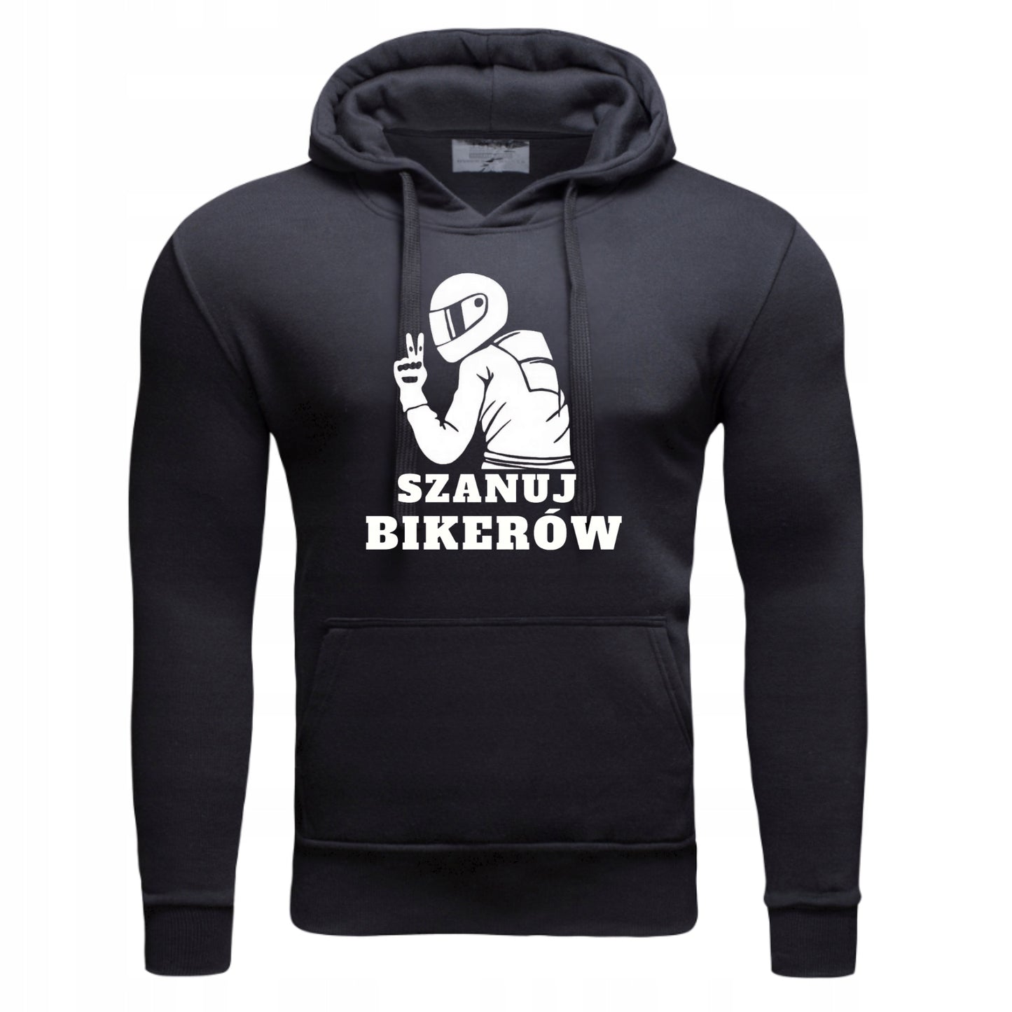 SZANUJ BIKERÓW MOTORY NA PREZENT Męska Bluza Dresowa kapturem Nadrukiem