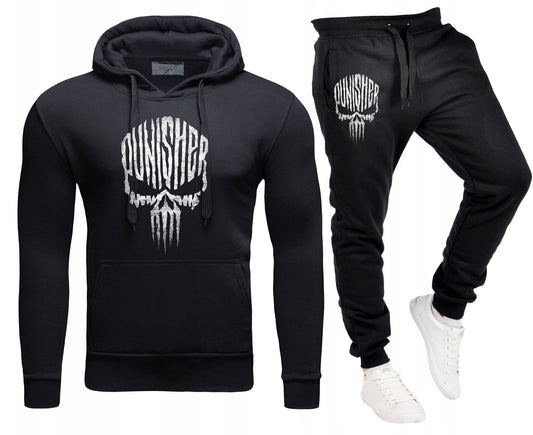 Męski Komplet Dresowy Punisher Bluza z kapturem + Spodnie dresowe