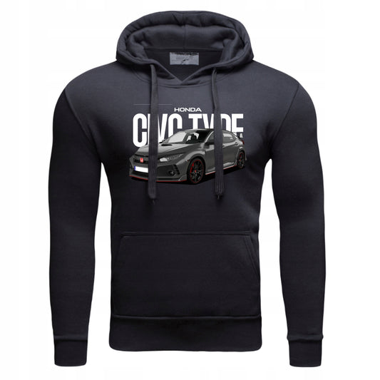 HONDA CIVIC TYPE NA PREZENT Męska Bluza Dresowa z kapturem z Nadrukiem