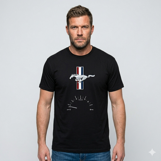 Motoryzacyjna Koszulka T-shirt męska z nadrukiem MUSTANG 100% Bawełna Rozmiary