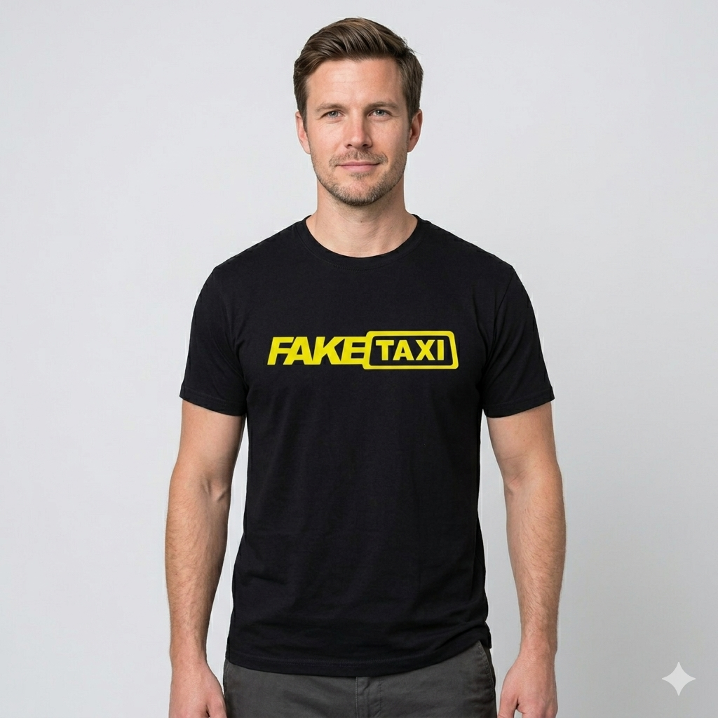 Motoryzacyjna Koszulka T-shirt męska z nadrukiem FAKE TAXI 100% Bawełna Rozmiary