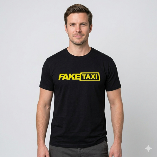 Motoryzacyjna Koszulka T-shirt męska z nadrukiem FAKE TAXI 100% Bawełna Rozmiary