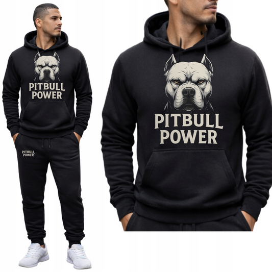 MESKI KOMPLET DRESOWY PITBULL POWER YELLOW EYE BLUZA Z KAPTUREM+SPODNIE