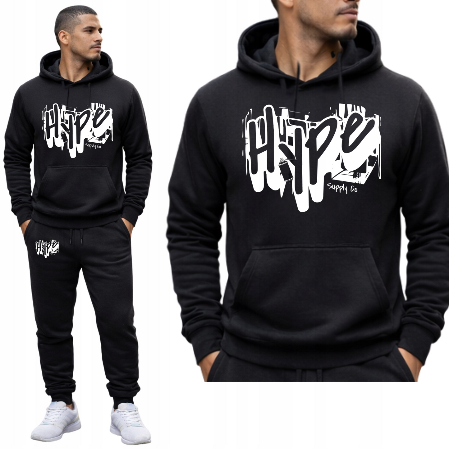 MESKI KOMPLET DRESOWY SPORTOWY HYPE STREETWEAR BLUZA Z KAPTUREM+SPODNIE