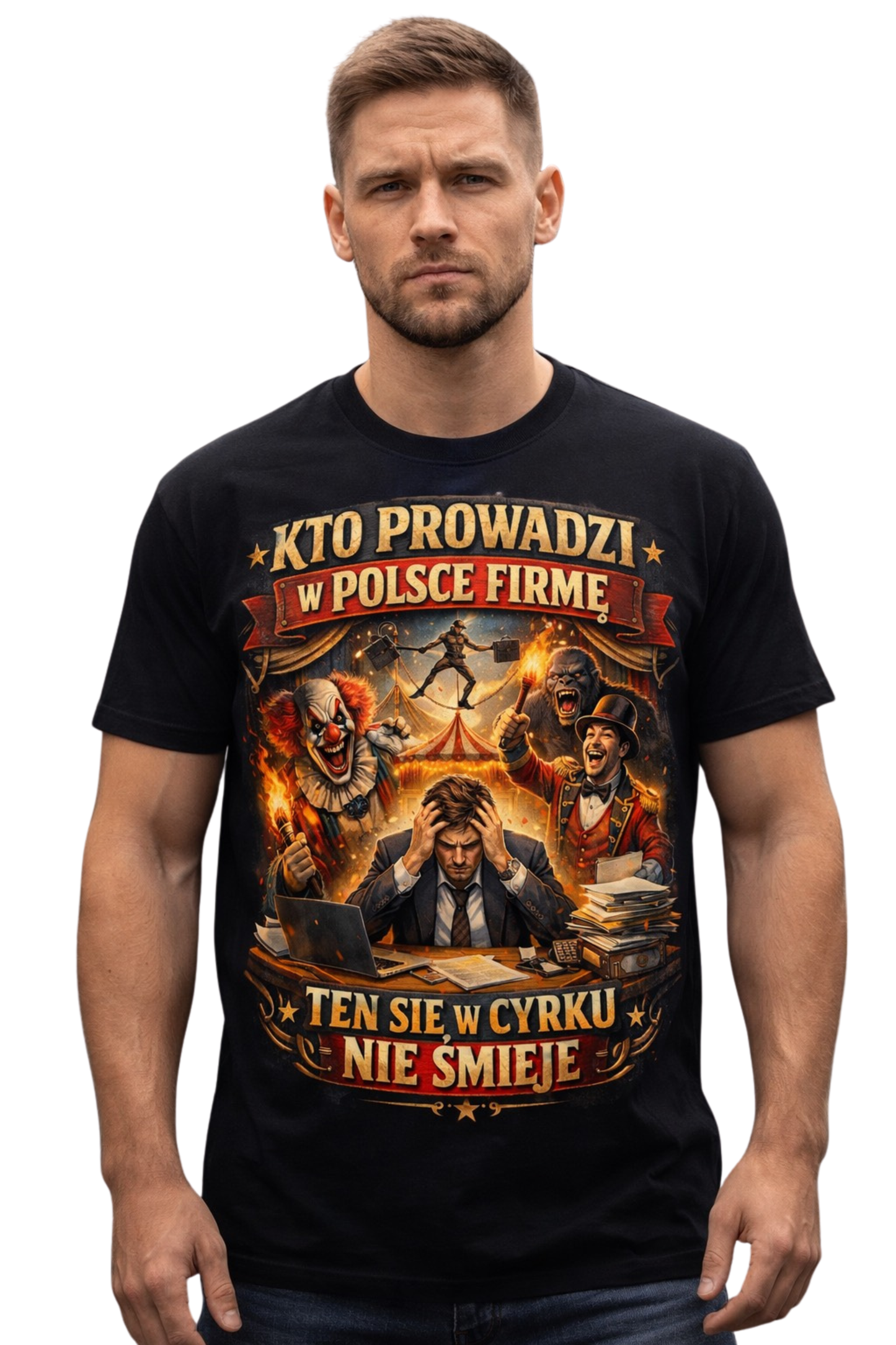 PROWADZI FIRME W POLSCE KOSZULKA T-SHIRT Z NADRUKIEM NA PREZENT IDEALNA