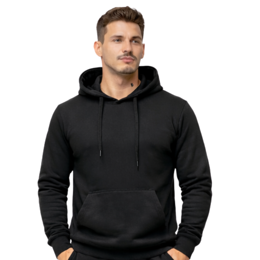 Czarna Męska Bluza Dresowa z kapturem