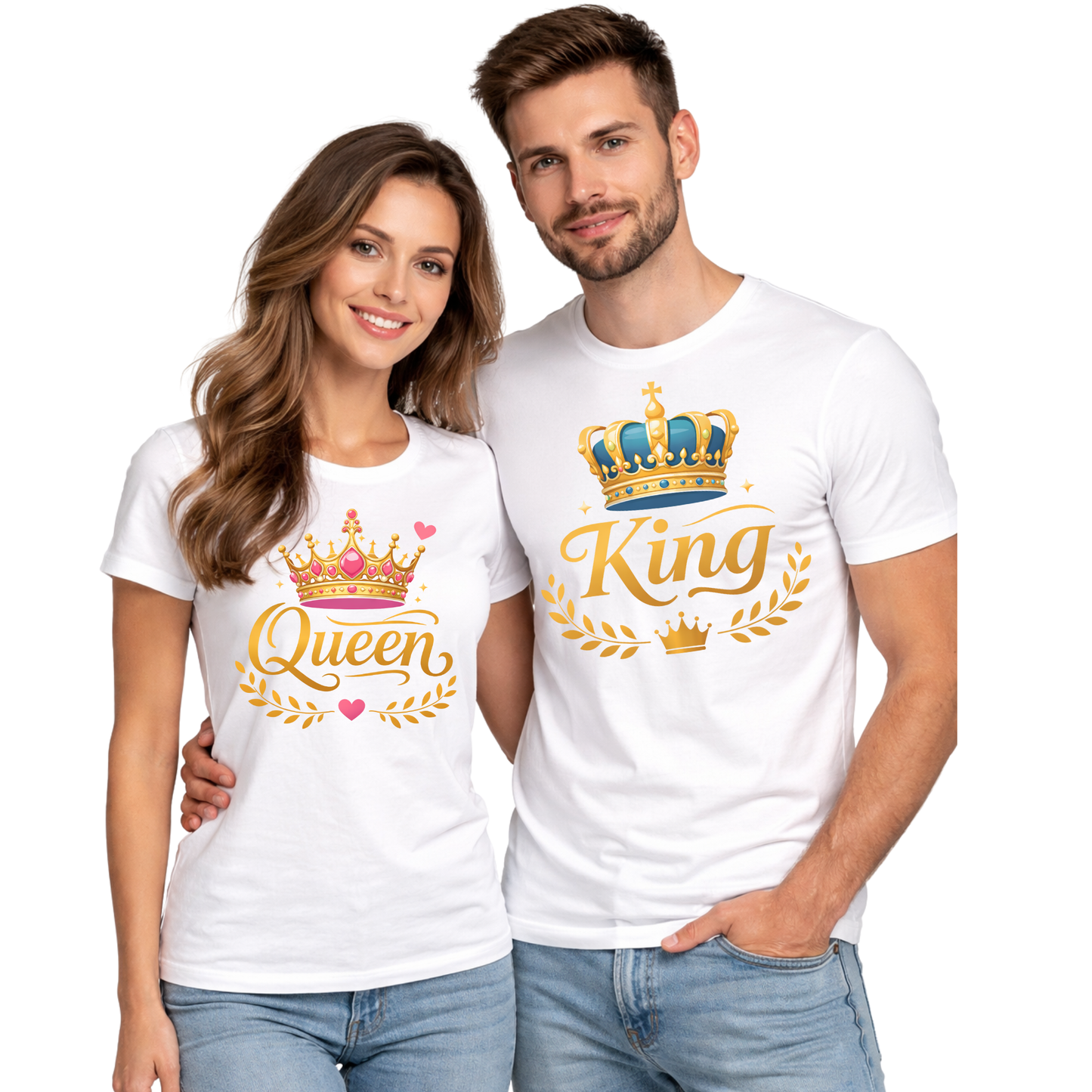 ZESTAW KOSZULEK QUEEN KING DLA PARY T-SHIRT WALENTYNKI PREZENT BAWEŁNA
