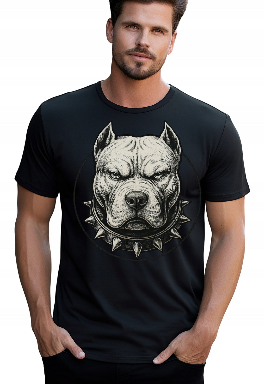 TWARZ PITBULL POWER WHITE KOSZULKA BAWEŁNA Z NADRUKIEM T-SHIRT MĘSKA