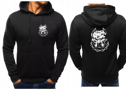 4HIM TWARZ PITBULL CHAIN CZARNA BLUZA Z KAPTUREM SPORTOWA Z NADRUKIEM