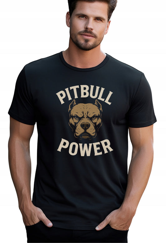 TWARZ PITBULL POWER KOSZULKA BAWEŁNIANIA Z NADRUKIEM T-SHIRT MĘSKA