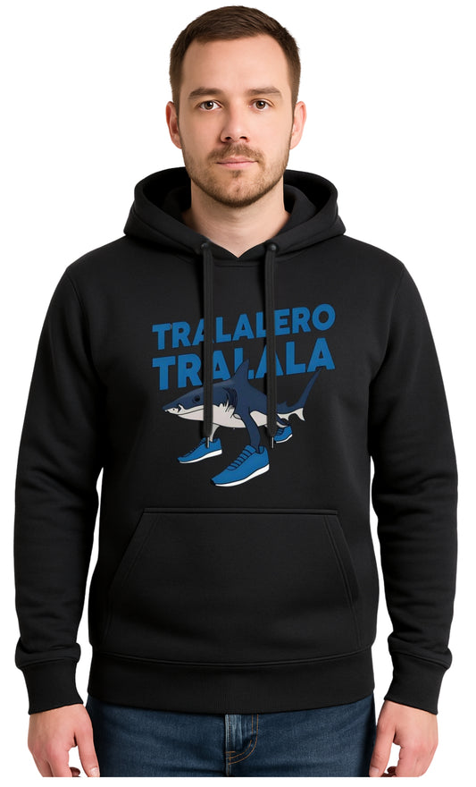 TRALALERO TRALALA Czarna Męska Bluza Dresowa z kapturem z Nadrukiem